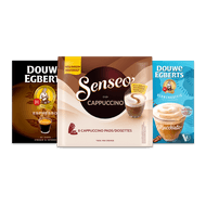 Douwe Egberts oploskoffie of Senseo cappuccino