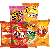 Hamka's, Mama Mia's, Ringlings, Pomtips of Cheetos