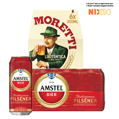 Amstel of Birra Moretti Pilsener of 0.0%