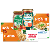 Heinz pastasaus of Honig spaghetti